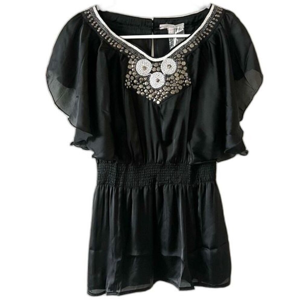 NWT Lucy Paris Flowy Flutter Sleeves Boho BlouseTop SZ Medium - Picture 5 of 14